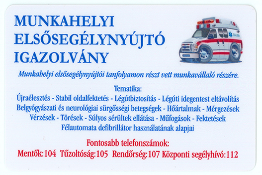 Elsseglynyjt plasztikkrtya